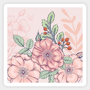 Floral Paradise_PInk Background Sticker